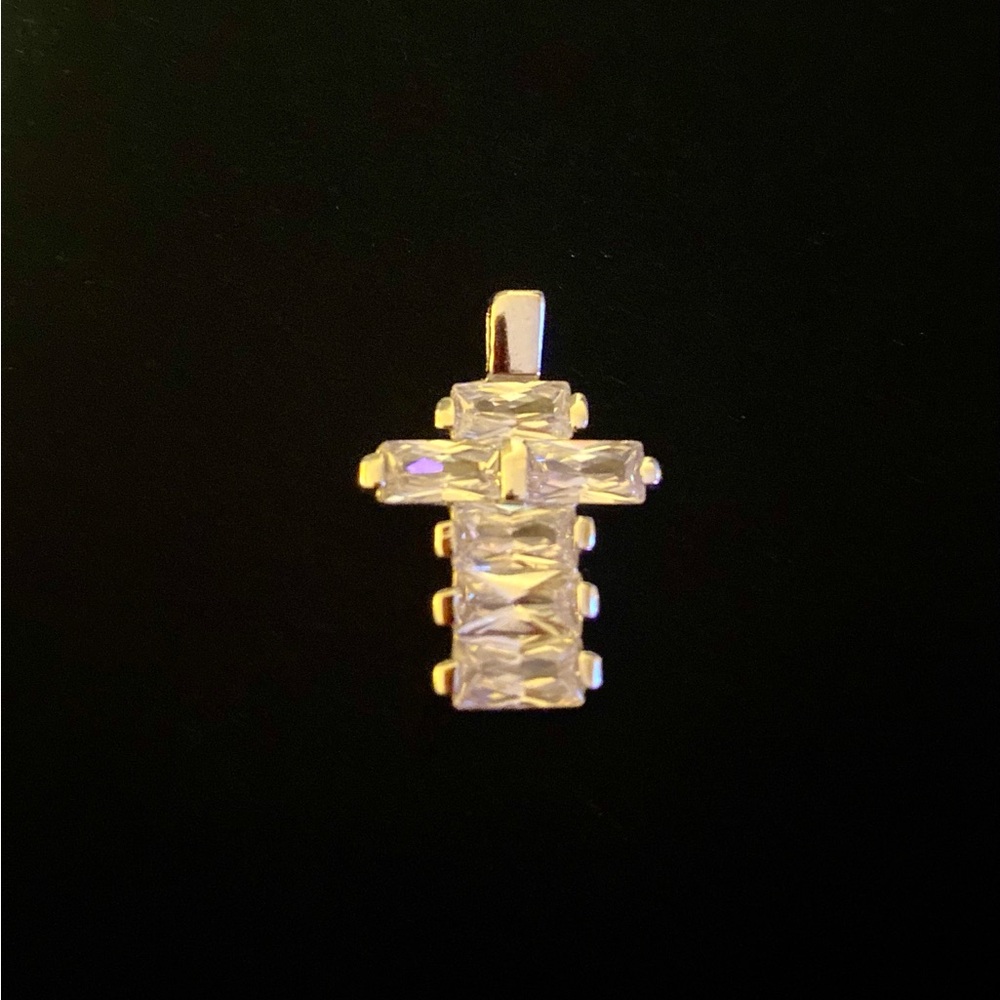 Bold 925 Sterling Silver CZ Cross Pendant - Picture 2 of 6